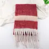 Comercio Transfronterizo|Bufanda Rayada con Borlas en Bloques de Color Otoño e Invierno|Cómoda y Cálida|Soporta Envío Directo de Productos Procesados desde Stock
