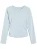 Top de yoga para mujer con efecto reductor y ceñidor en la cintura, cintura fruncida, mangas largas, fruncido lateral, elegante y adelgazante, con diseño de espalda hueca, camiseta base deportiva