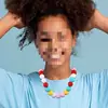 Amazon 10 Cor Rosa Mista Corrente de Suéter Bola Acrílica Moda Infantil Feminino Colar