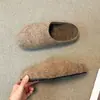 Encuentro de Primera Temporada Peluche Birkenstocks Mujer Otoño/Invierno Slip-on Exterior Punta Cerrada Medias Zapatillas Estilo Retro Coreano Versátil Mate