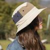 Sombrero de pescador japonés con borde de color combinado para niños, primavera y verano, versátil, casual, para acampar, montañismo, bicicleta, protección solar, visera