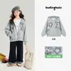 Moletom Infantil Pudding Haru 2026 Nova Coleção Primavera Moletom com Capuz para Meninas com Detalhe de Renda Estrela de Cinco Pontas Jaqueta Infantil