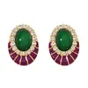 Pendientes de botón para oreja aretes aretes diseño geométrico verde europeo y americano retro avanzado exquisito lujo ligero temperamento nicho moda