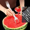 Garfo Grande para Cortar Melancia Multifuncional Dois em Um Divisor Garfo de Frutas de Cabeça Dupla Aço Inoxidável Pode Cortar e Retirar a Polpa