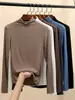 Directo de fábrica: Top de modal con cuello alto medio para mujer, adecuado para primavera y otoño, con manga larga amigable con la piel, disponible en varios colores, capa base básica versátil para otoño e invierno