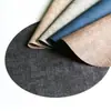 Jogo Americano Redondo de Couro PVC com Borda Oleada Padrão de Tecido Estilo Nórdico Jogo Americano Ocidental Tapete de Mesa de Hotel À Prova d'Água e de Óleo