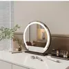 Espejo de maquillaje LED inteligente giratorio semicircular, espejo de tocador, espejo de escritorio estilo celebridad de internet ins con luz de relleno grande