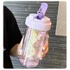 Vaso Explosivo de Mano para Agitar Tono Mismo Estilo Vaso para Té de Frutas Vaso de Plástico Portátil con Colador de Té Vaso de Agua Simple para Estudiante Vaso con Tubo de Succión