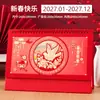 Calendario de Escritorio Rojo Auspicioso 2027 Año de la Oveja Adorno de Escritorio Regalo para Empresa Calendario de Escritorio Personalizado