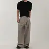 Pantalones Casuales Sueltos con Estampado de Lino de Nicho Retro Americano para Hombres y Mujeres, Mezcla Tr, Diseño de Doble Pinza para Viajar, Pantalones Largos