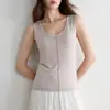 Camisola de Lana Tencel Top con Sentido del Diseño Costura Central Adelgazante Transpirable Tirantes Anchos Cubre Grasa de Axila Chaleco Ropa Interior Mujer Verano