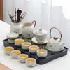 Lujo Ligero de Gama Alta Horno Ru Juego de Té Kung Fu para el Hogar Cerámica China Tetera Taza de Té Bandeja de Té Pequeña Juego de Regalo