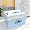 Linda cesta de almacenamiento plegable de colores de caramelo con tapa, organizador grande de escritorio para cosméticos, caja de almacenamiento de juguetes para niños