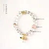 Pulseira Sonhadora Artesanal Estilo Chinês Cristal Roxo Pingente de Contas da Fortuna Nicho Pulseira de Cristal Branco Presente para Mulheres Joias Budistas