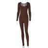 Itens Quentes da Moda Europeia e Americana 2025 Verão Nova Moda Calça Macacão Slim de Manga Longa Levanta Bumbum Atacado Comércio Exterior Amazon