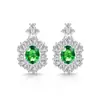 Brilho ao vivo venda quente brincos de imitação de gema colorida prata S925 brincos de tarraxa cor de ovo de pombo brincos de imitação de luxo formato de ovo Moissanite joias