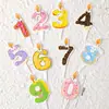 Estilo INS Coreano Lindo Decoración de Pastel Oso de Dibujos Animados Tarjeta de Feliz Cumpleaños Flor Sonriente Enchufe Vestir