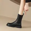 Lujo ligero artículo popular Chengdu caza de gangas de zapatos~ Estilo británico 2026 Piel de vaca de primera capa suela gruesa 3cm pantalones cigarette botas botines Chelsea para mujer