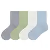 Calcetines de algodón acanalados de color liso hasta la mitad de la pantorrilla para estudiantes transfronterizos, Clase A, cálidos para otoño e invierno, de dibujos animados, deportivos, sin costuras, para niños, venta al por mayor