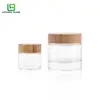 Pote de Creme de Vidro Espesso 30ml 100ml com Tampa de Madeira de Bambu de Alta Qualidade Pote de Creme para Rosto com Tampa de Madeira de Bambu Sensação Premium