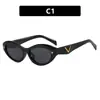 Gafas de Sol Ovaladas con Montura Pequeña en Forma de V, Gafas de Sol Personalizadas para Mujer, Moda Europea y Americana de Alta Gama, Gafas de Sol Versátiles