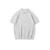 Camisa de Tricô Masculina Manga Curta Estilo Old Money com Gola Reversível e Zíper, Camiseta Pulôver para Adolescentes, Retro Japonês Tendência Versátil