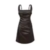 Vestido Sexy de Verão Estilo Europeu e Americano com Alça de Espinha de Peixe Plissada, Novo Estilo, Cintura Marcada, Slim, Curto, Vestido de Alça para Mulheres