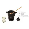 Hot Pot de Carne Famoso na Internet com Fogareiro Cerâmico Único em Formato de Pé e Louças Cerâmicas em Estilo Rústico para Preparação do Hot Pot