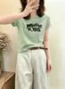 Camiseta de algodón acanalado de trece filas, fuente física, para mujer, directo de fábrica, top de manga corta estampado slim-fit, exclusivo de venta al por mayor de verano