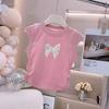 Camiseta sin mangas de verano para niños, nuevo chaleco delgado para niñas con lazo, top elegante y versátil