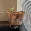 Bolsa de Palha Trançada para Mulheres, Grande Capacidade, Novo Modelo 2026, Cesta de Ombro para Praia, Bolsa Tote para o Dia a Dia, Tendência