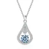 Collar Europeo y Americano Transfronterizo de Plata de Ley S925 Forma de Gota de Agua Amazon Doce Piedras de Nacimiento Forma de Pera Cadena Versátil para Clavícula Colgante