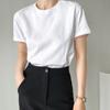 Camiseta Blanca Nueva Estilo Coreano para Mujer Verano Algodón Puro Hombro Derecho de Mujer Top Manga Corta Primavera y Otoño Camisa Holgada para Fondo