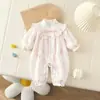 Ropa de primavera y otoño para bebé, mameluco de doble capa para bebé, mameluco elegante de princesa de manga larga para celebraciones de un mes y cien días, adecuado para salir