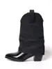 Botas Escuela preparatoria talla grande zapatos deseo zapatos de mujer 48 costura comercio exterior 40 pantalones botas de jinete tacón grueso nuevo mezclilla algodón