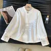 Garantía de Calidad Seda Real Reductora de Edad Nueva Camisa Superior Estilo Chino Nacional Estilo Bordado Pesado Cuello Alto para Mujer Sensación de Alta Gama