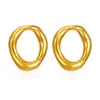 Pendientes Huecos Ovalados Geométricos Montaña Crepuscular para Mujer, Modernos Tachuelas de Acero Inoxidable, Personalidad de Moda, Pendientes Chapados en Oro de 18 Quilates