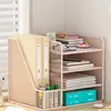 Organizador de archivos de escritorio, estante de almacenamiento para escritorio de oficina, caja de almacenamiento para carpetas, portadocumentos, estantería de documentos multicapa