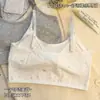 Camisola Sujetador de Algodón Puro para Niñas Dulce Versátil Ropa Interior con Tirantes Fijos y Copa Integrada Camiseta sin Mangas para Estudiantes