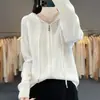 Suéter y cárdigan de punto modernos y elegantes para otoño/invierno para mujer, nueva colección 2024, diseño abierto con capucha y cremallera, color naranja