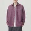 Camisa retro de manga larga para hombre estilo japonés, modelo otoño 2026, corte holgado, bloques de color, con bolsillo, camisa de algodón puro, chaqueta de marca moderna