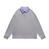 Ropa Vintage 25 Otoño Nuevo Sudadera con Cuello Camisero de Bloques de Color y Retazos Falsa de Dos Piezas para Hombres y Mujeres Top de Diseño Holgado