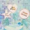 Tarjeta de firma de feliz cumpleaños nota de felicitación decoración de tarjeta de pastel decoración de mesa de postres de fiesta banderín insertable