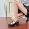 Zapatos Mary Jane de Plataforma Francesa de Suela Blanda Tacón Medio Estilo Hada Vestido Suave Corte Bajo Zapatos de Una Capa Zapatos de Tacón Grueso y Tacón Alto