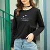Camiseta de Algodón Puro Versátil de Corte Holgado con Mangas Largas para Mujer para Primavera, Otoño e Invierno con un Diseño Único y Top Base de Moda