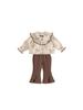 Envío Gratis Ropa Infantil Conjunto para Niñas 2026 Atuendo de Otoño Niña Pequeña Retro Botones Camisa Floral y Pantalones Acampanados Conjunto de Dos Piezas