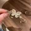 Pulsera Mariposa de Zirconia Electrochapada en Oro Real de Lujo Ligero para Mujer Exquisita Elegante Versátil Nicho Alta Gama Pulsera Abierta