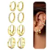 Conjunto de 8 Peças de Brincos de Aço Inoxidável + Cobre Banhado a Ouro Real de Camada Dupla, Tarraxas de Cartilagem, Lóbulos, Brincos de Nicho de Alta Qualidade em Estoque