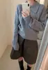 Suéter de Tricô com Gola Reversível para Mulheres, Novo Estilo Coreano Outono e Inverno, Tricô Estilo College, Top Macio e Grosso