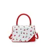 Bolsa cuadrada pequeña más vendida 2026 modelo nuevo con estampado de cerezas y cadena, bolso de hombro y cruzado de alta gama de lujo ligero para mujer